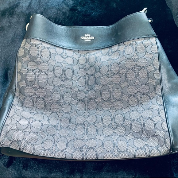 1 bag Coach original Oversized Purse Black and Gray Pre-Owned - Picture 2 of 10